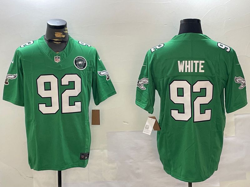 Men Philadelphia Eagles #92 White Green Throwback 2024 Nike Vapor Limited NFL Jersey style 2->philadelphia eagles->NFL Jersey